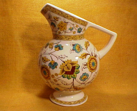 Polychrome Aesthetic Transferware Jug Br Old Hall Pottery Company